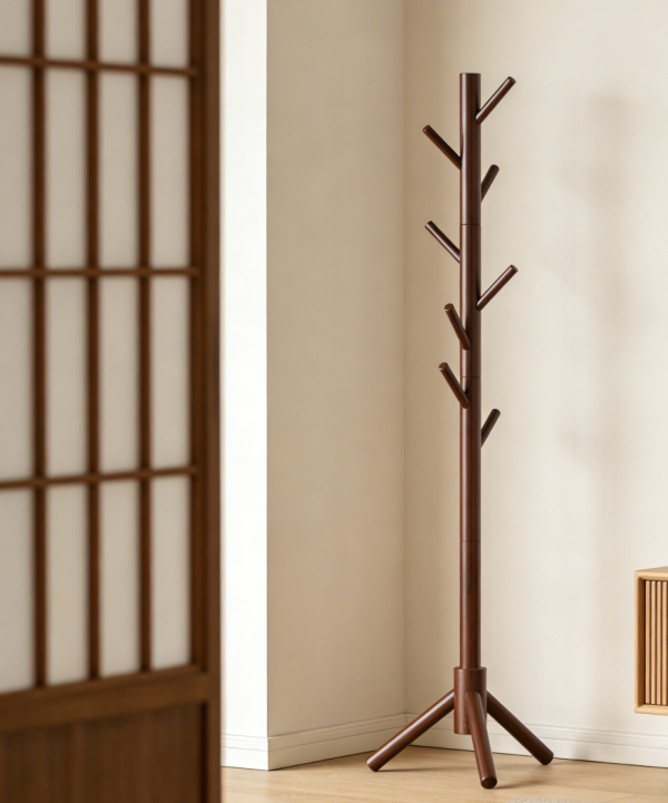 Wooden Coat Stand with 8 Hooks for Hats and Clothes