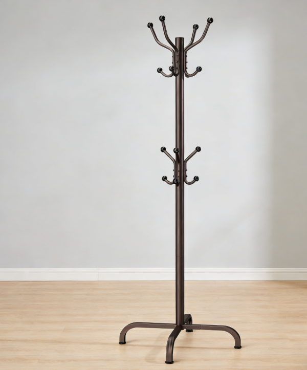 Metal Coat Stand with 14 Hooks for Entryway Use