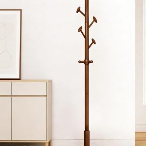 Solid Wood Coat Tree with 10 Hooks for Hats and Purses